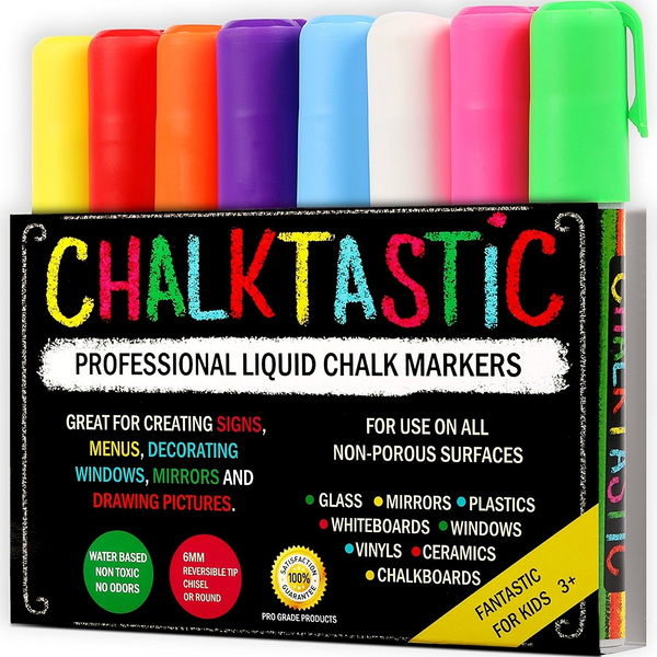 Chalk Markers by Fantastic Best for Kids Art Chalkboard Labels, Menu Board  Bistro Boards, 8 Glass Window Markers, non-toxic Erasable Liquid Pens  Chisel or Fine Tip, Neon Colors plus White